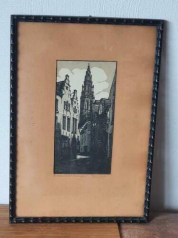 Houtsnede Henri Wils Ridderstraat Antwerpen beschikbaar voor biedingen