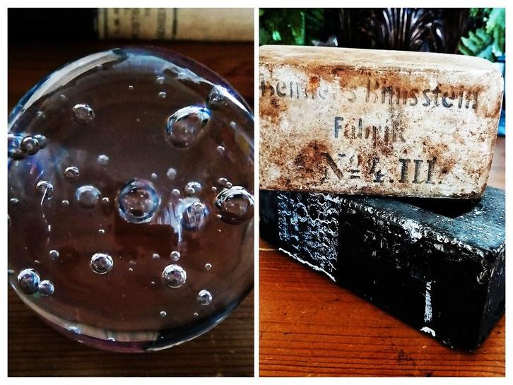 Press paper - bouwstenen uit Duitsland - glas luchtbellen, Antiek en Kunst, Curiosa en Brocante, Ophalen of Verzenden