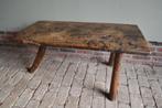 Prachtige antieke kastanje houten slagerstafel, salontafel., Antiek en Kunst, Verzenden