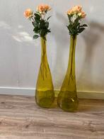 2x grote vaas vazen 70xH 23xB + Rozen decoratie, Overige kleuren, Ophalen of Verzenden, Minder dan 50 cm, Glas
