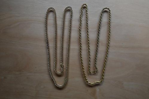 Set van 2 lange goudkleurige kettingen - ca 75 cm, Sieraden, Tassen en Uiterlijk, Kettingen, Zo goed als nieuw, Overige materialen