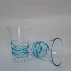 2 Turqoise Swirl drinkglazen Murano stijl, Ophalen of Verzenden