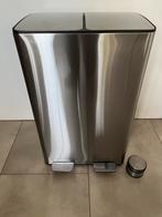 Roestvrijstale duo pedaalemmer 2x30 liter, Huis en Inrichting, Ophalen of Verzenden, Zo goed als nieuw, Rvs, 50 tot 75 cm