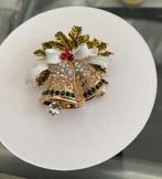 flonkerende goudkleurige broche 2 Kerstklokjes aan een strik, Overige materialen, 4 tot 7 cm, Nieuw, Ophalen of Verzenden