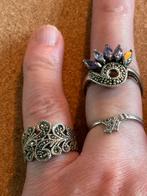 Zilveren ringen strass en amethist, Ophalen of Verzenden, Zo goed als nieuw, 17 tot 18, Dame