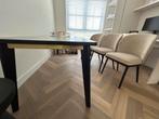 Nieuw eetafel 220x85 cm zwart hout met gouden  rand eronder, Ophalen, Nieuw, Rond, 50 tot 100 cm