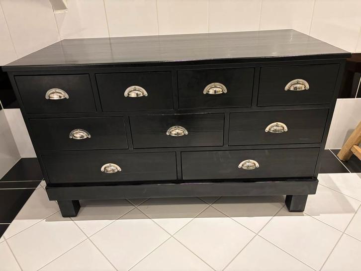 Zwart zelfbouw ladenkastje, Huis en Inrichting, Kasten | Ladekasten, Gebruikt, Minder dan 100 cm, Minder dan 50 cm, 25 tot 50 cm