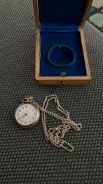 Oude zilver zakhorloge aan zilver ketting in originele doos, Sieraden, Tassen en Uiterlijk, Horloges | Antiek, Ophalen of Verzenden