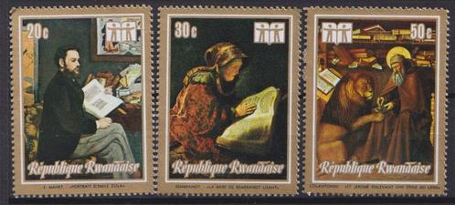 Rwanda 1970 Schilderijen Emile Zola Rembrandt, Postzegels en Munten, Postzegels | Thematische zegels, Postfris, Plaats of Gebouw