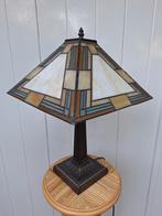 Vintage Massive Tiffany stijl glas lood tafellamp lamp, Ophalen of Verzenden, Gebruikt, Glas, Minder dan 50 cm