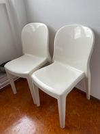 2 kunststof witte stoelen, Huis en Inrichting, Stoelen, Twee, Kunststof, Gebruikt, Wit