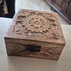 Houten doosje bewerkt, Huis en Inrichting, Minder dan 50 cm, Minder dan 50 cm, Ophalen of Verzenden, Zo goed als nieuw