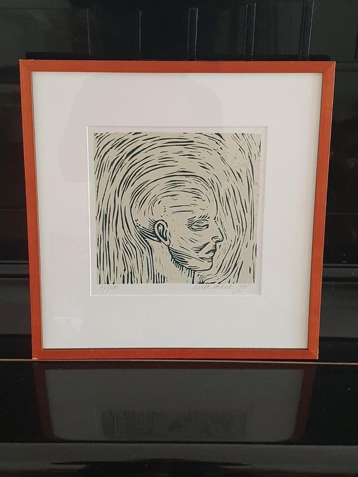 houtsnede Lisette Verkerk 1995 37 / 250 Alphen a d Rijn, Antiek en Kunst, Kunst | Etsen en Gravures, Ophalen