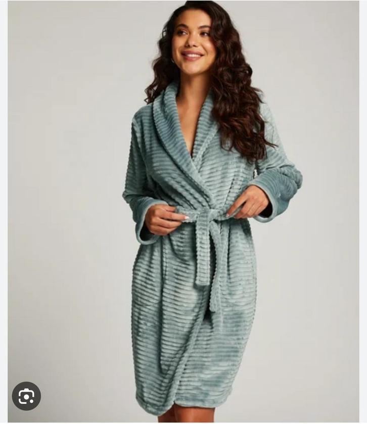 Hunkemoller Groen Rib Fleece Badjas Kimono maat XL-XXL, Kleding | Dames, Ondergoed en Lingerie, Badjas, Groen, Verzenden