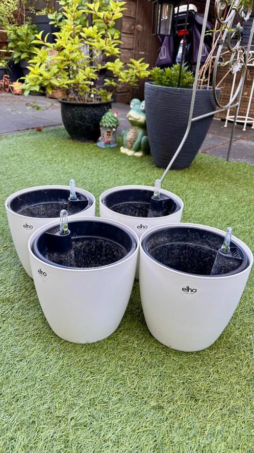 4x Elho zelfwaterende bloempotten 22cm, Tuin en Terras, Bloembakken en Plantenbakken, Gebruikt, Kunststof, Minder dan 30 cm, Minder dan 60 cm