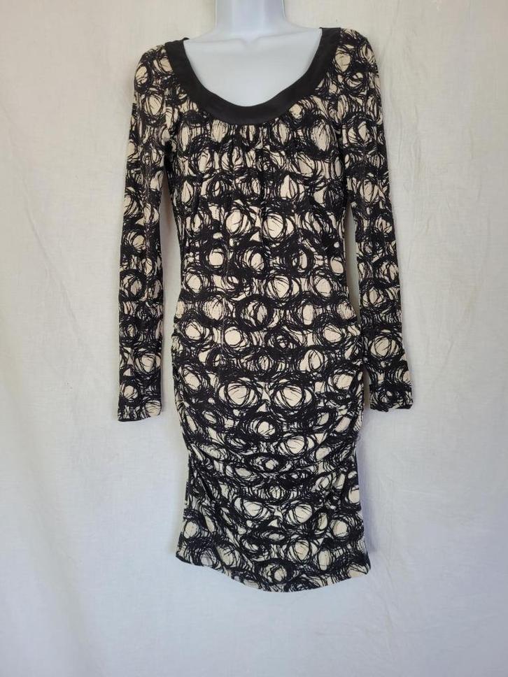 Aparte zwart-grijze jurk mt S merk Expresso, Kleding | Dames, Jurken, Zo goed als nieuw, Maat 36 (S), Zwart, Knielengte, Ophalen of Verzenden