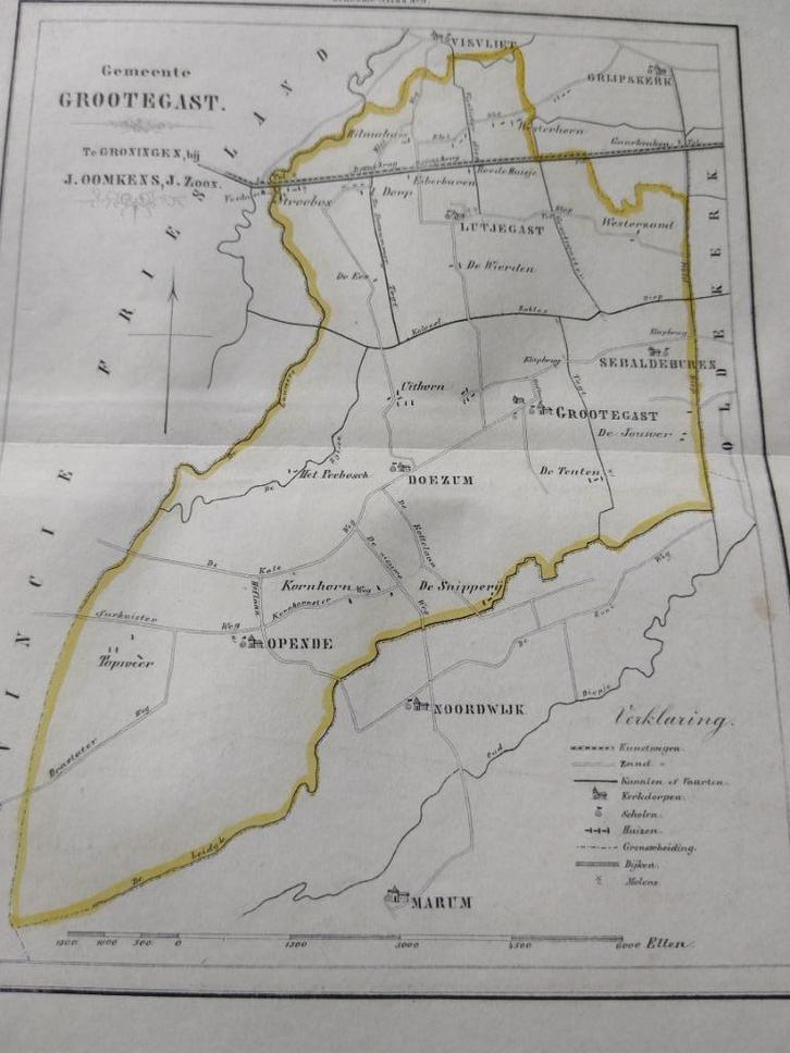 09 / Grootegast Lutjegast Opende Grijpskerk Litho Fehse 1862, Antiek en Kunst, Kunst | Litho's en Zeefdrukken, Ophalen of Verzenden