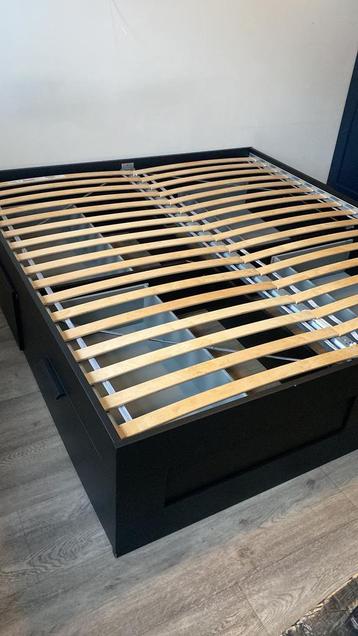 IKEA BRIMNES Bedframe 180x200 cm met opberglades – Zwart - afbeelding 1