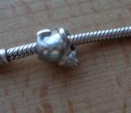 zilveren bedel poes [843], Sieraden, Tassen en Uiterlijk, Bedels, 1 bedel, Verzenden, Zo goed als nieuw, Zilver