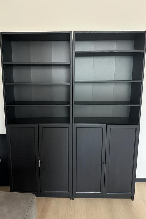 Zwarte boekenkast(en), Huis en Inrichting, Kasten | Boekenkasten, Zo goed als nieuw, 50 tot 100 cm, 200 cm of meer, 25 tot 50 cm