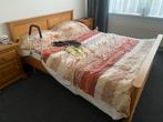 Houten Tweepersoonsbed met nachtkastjes, Huis en Inrichting, Ophalen, Gebruikt, Bruin, Tweepersoons