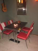 Retro American Diner Set – Rood/Wit – Topstaat, Huis en Inrichting, Complete eetkamers, Ophalen of Verzenden, Gebruikt, 4 tot 6 stoelen