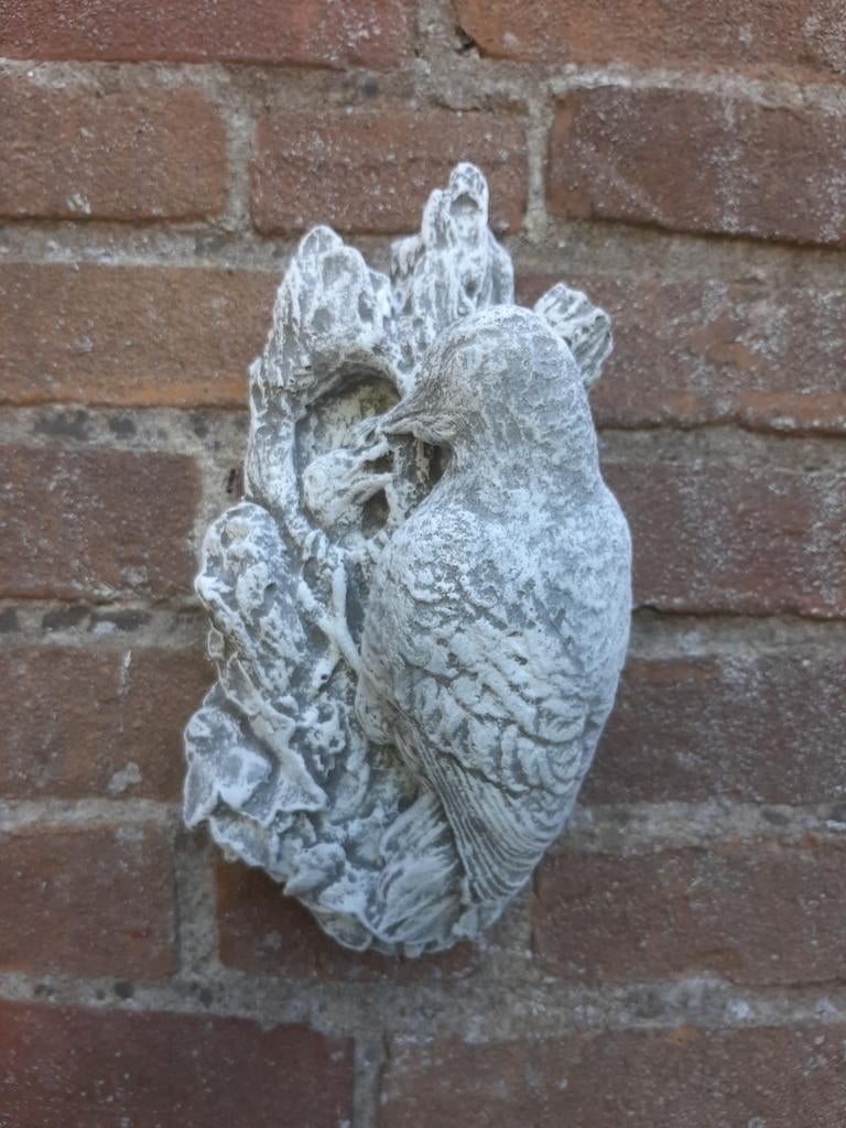 Specht vogel wanddecoratie betonnen beeld tuinbeeld beton, Ophalen of Verzenden