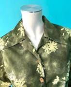 Vintage jaren 70 blouse groen met bladmotief maat 44, Verzenden, Maat 42/44 (L), Vintage, Gedragen
