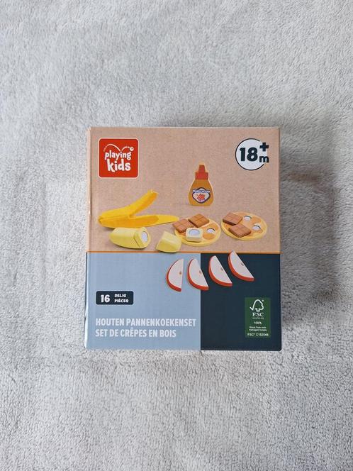 Houten pannenkoeken set nieuw tbv goed doel, Kinderen en Baby's, Speelgoed | Houten speelgoed, Nieuw, Overige typen, Ophalen of Verzenden
