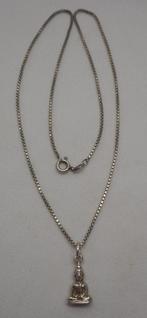 Zilveren ketting met Boeddha hanger nr.1472, Sieraden, Tassen en Uiterlijk, Kettingen, Met hanger, Verzenden, Zo goed als nieuw
