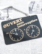 Frans vintage café-/ winkelbordje “Ouvert sans interruption”, Ophalen of Verzenden