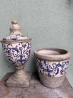 BROCANTE BETONNEN SETMET DELFSTBLAUW MOTIEF, Ophalen of Verzenden