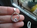 mooi echt zilveren hangertje open cirkel met steentje gemerk, Ophalen of Verzenden, Zo goed als nieuw, Zilver, Zilver