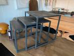 Bijzettafel set zwart mangohout 50x59 43x43 35x35, Minder dan 55 cm, Vierkant, Nieuw, Hout