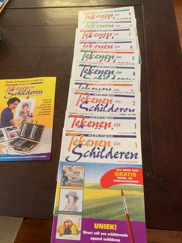 Tekenen en schilderen nr 1 tm 9 met kist en palet beschikbaar voor biedingen
