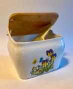 Vintage Wildflowers keramische zoutpot met houten deksel, Ophalen of Verzenden