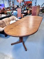 Vintage eettafel eiken rond uitschuifbaar, Huis en Inrichting, Tafels | Eettafels, Ophalen, Gebruikt, C, C