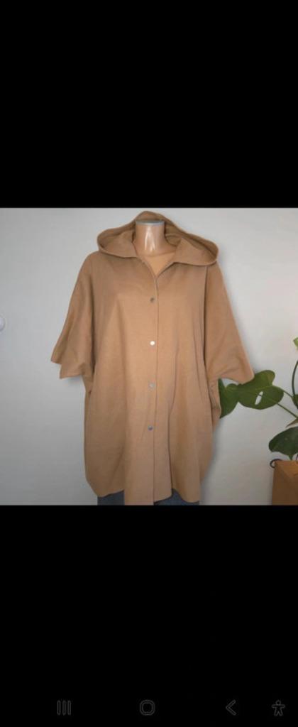 Cos kasjmier jas poncho m /l xl, Kleding | Dames, Jassen | Winter, Zo goed als nieuw, Maat 46/48 (XL) of groter, Beige, Verzenden