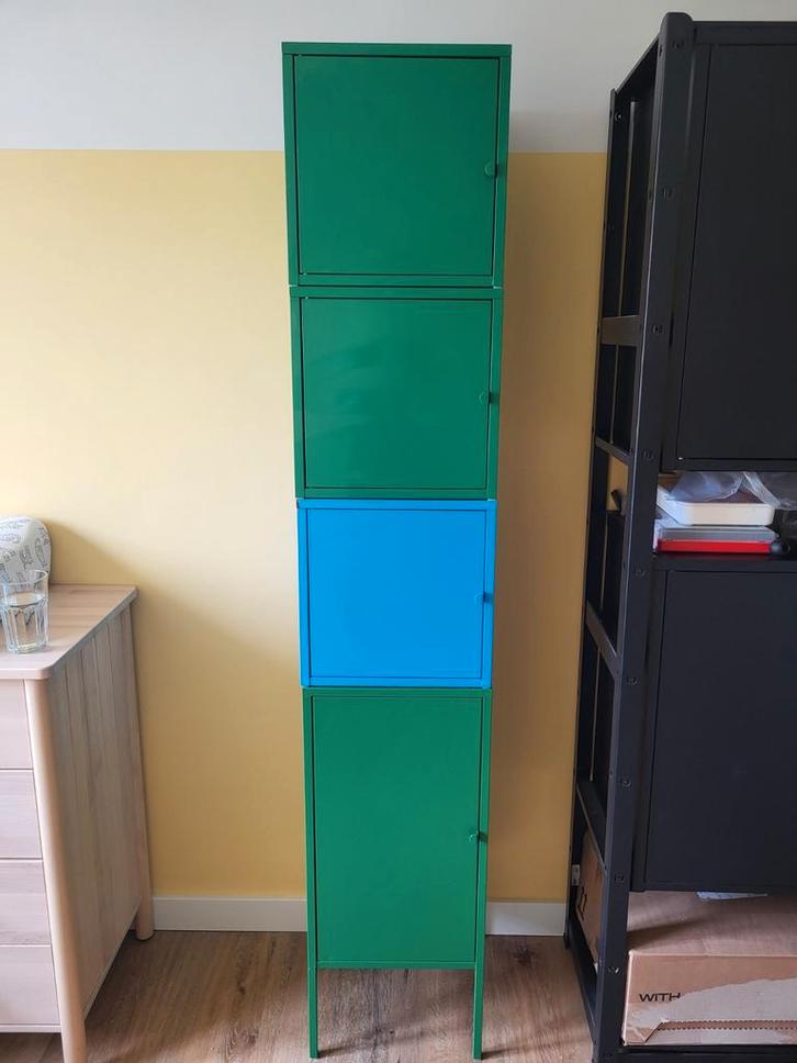IKEA Lixhult metalen lockerkasten groen/blauw, Huis en Inrichting, Kasten | Lockerkasten, Gebruikt, Ophalen