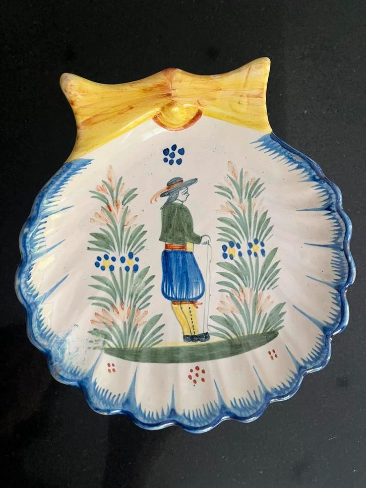Oude Franse faience gesigneerde Henriot Quimper schelp, FR., Antiek en Kunst, Antiek | Keramiek en Aardewerk, Ophalen of Verzenden