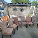 6 Eetkamerstoelen, Suede Look, Bruin/Antraciet/Taupe, Huis en Inrichting, Stoelen, Ophalen, Bruin, Zo goed als nieuw, Stof