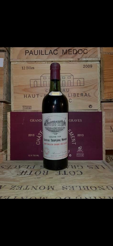60 jaar jubileum Château Troplong Mondot Cru Classé 1966, Gebruikt, Frankrijk, Ophalen of Verzenden, Rode wijn