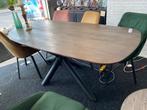 Tafel deens ovaal notenhout 200x100 stalen matrix poot, Ophalen, 100 tot 150 cm, Vijf personen of meer, Ovaal