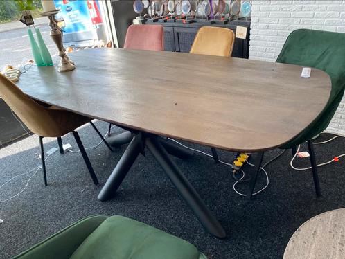 Tafel deens ovaal notenhout 200x100 stalen matrix poot, Huis en Inrichting, Tafels | Eettafels, Nieuw, 100 tot 150 cm, 200 cm of meer