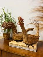 Mooie Vintage gevlochten rieten Rotan Kippen Manden jaren 70, Mand, Ophalen of Verzenden, Zo goed als nieuw, Riet