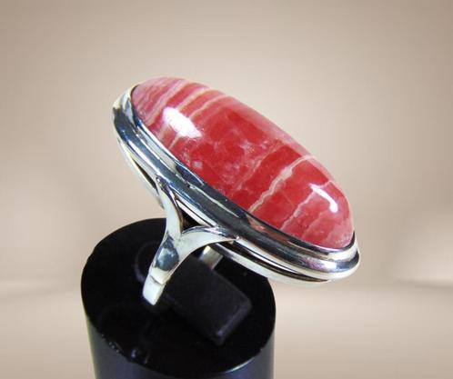 Mooie modernistische 925 zilver RHODOCHROSIET ring M17/17,5!, Sieraden, Tassen en Uiterlijk, Ringen, Zo goed als nieuw, Dame of Heer