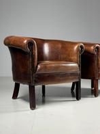 2x Fauteuil schapenleer klassiek