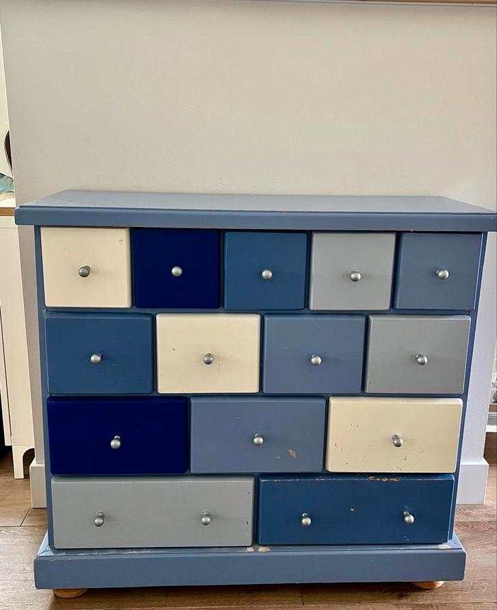 Leuk Ladenkastje - Blauw, Huis en Inrichting, Kasten | Dressoirs, Gebruikt, 50 tot 100 cm, 25 tot 50 cm, Met lade(s), Overige houtsoorten