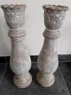 Grote Gipsen Kandelaars - Brocante Stijl, Ophalen of Verzenden