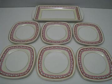 Schaal + 6 dessertborden, Portland Pottery, Made in England beschikbaar voor biedingen